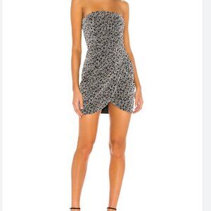 Revolve superdown Rosalyn Tulip Dress Metallic Leopard Print Sz Small
